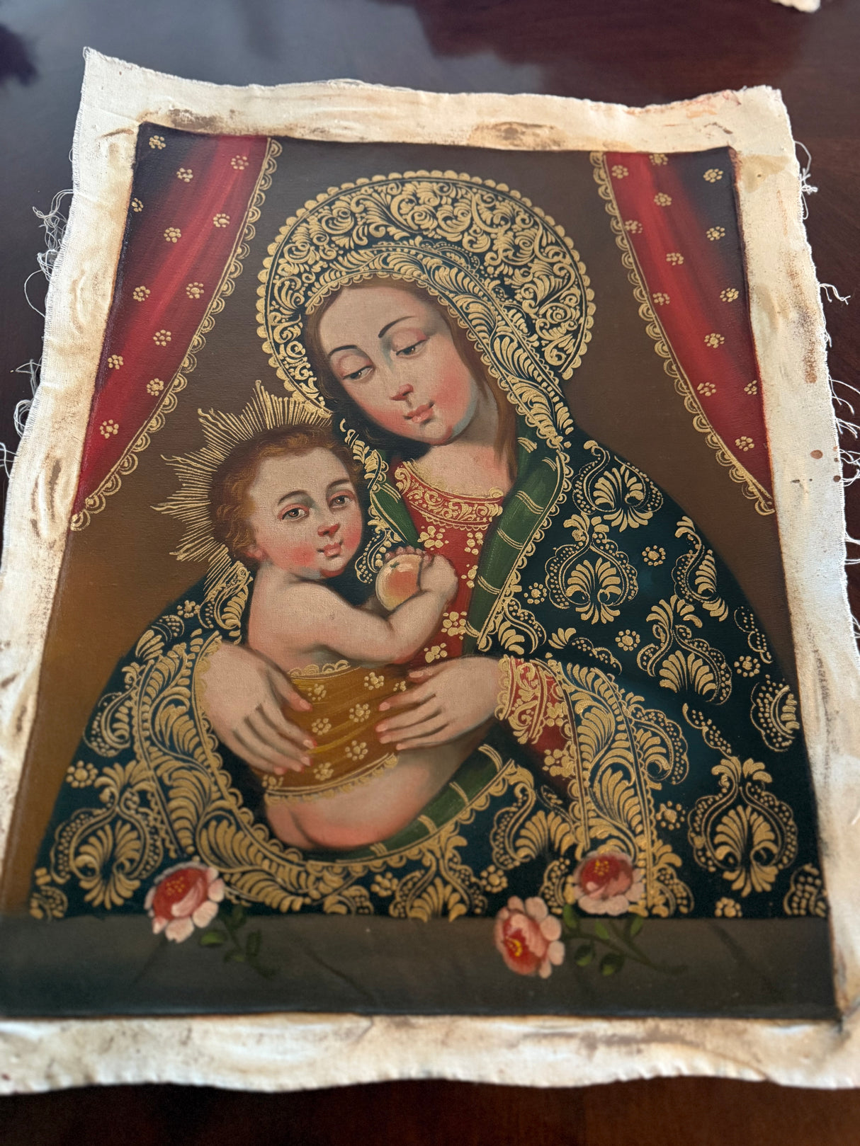 Virgin Mary with Child Peruvian sacred art