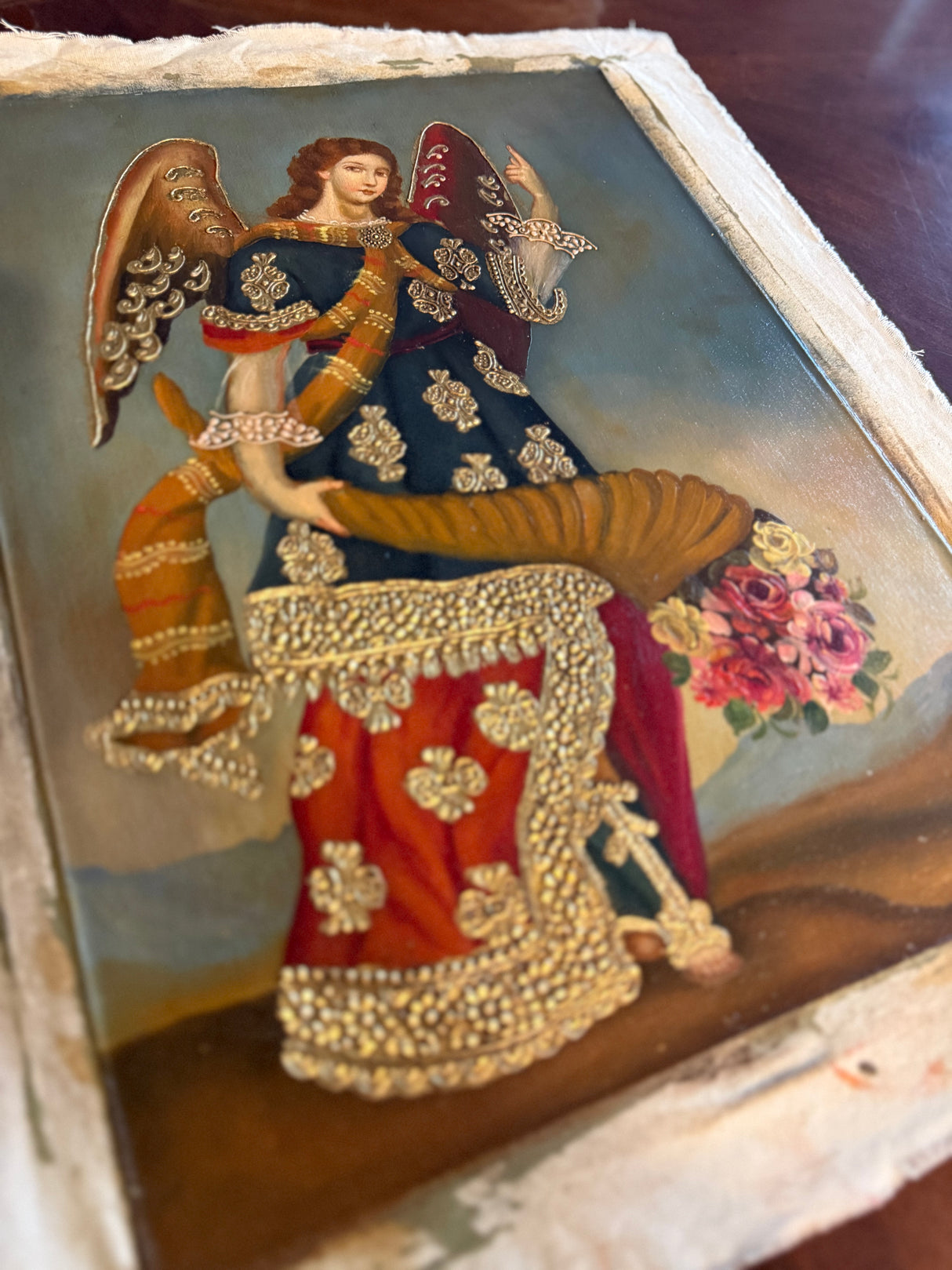 Original Peruvian Catholic art Saint Gabriel