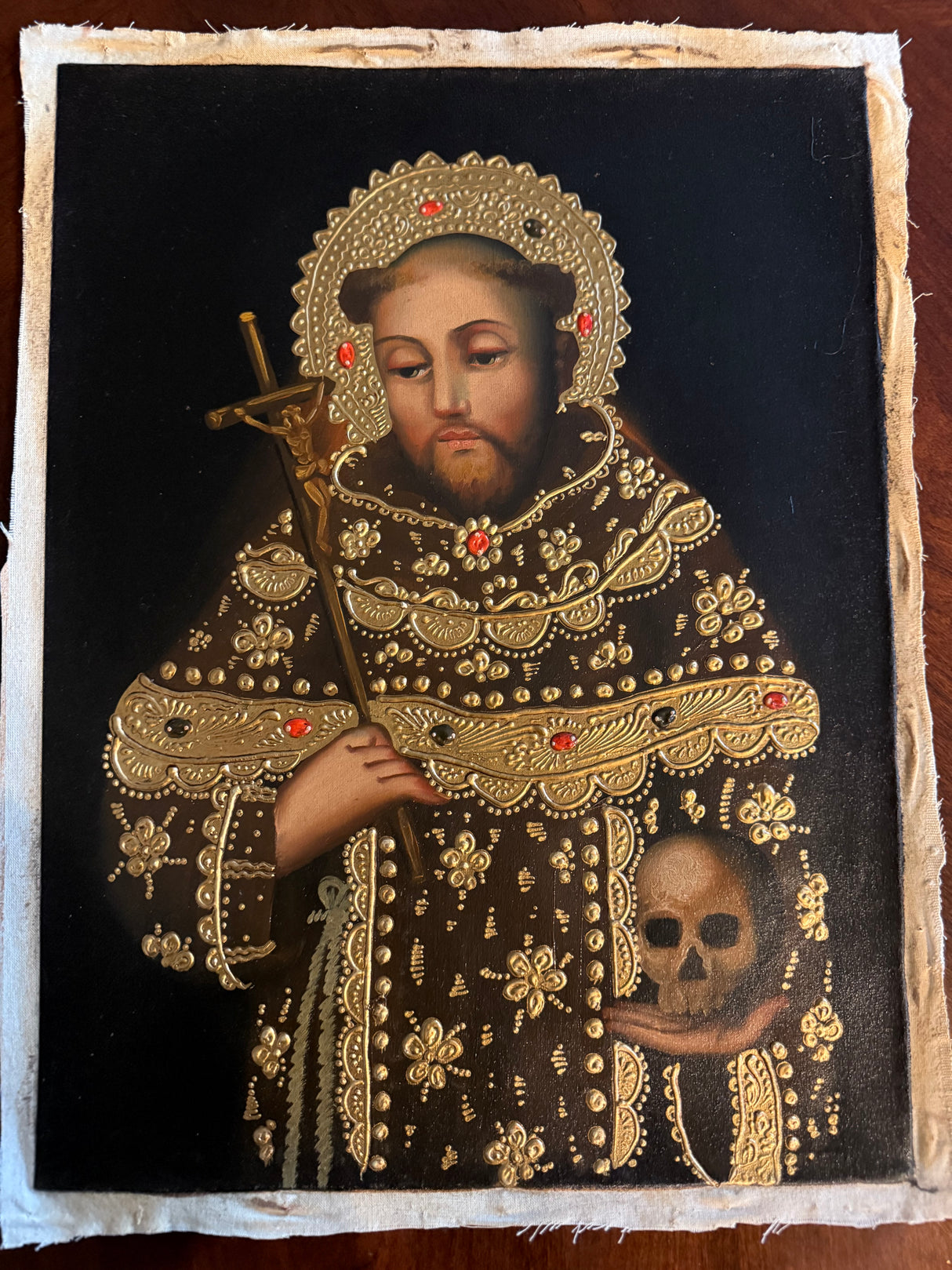 Original 12×16 Catholic painting of Saint John of the Cross – Peruvian art