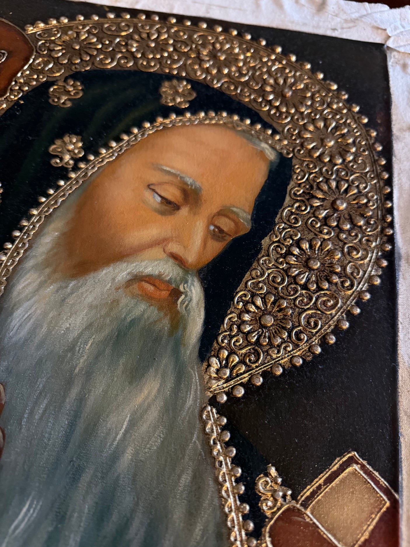 Cusco School painting of Saint Benedict holding the Rule