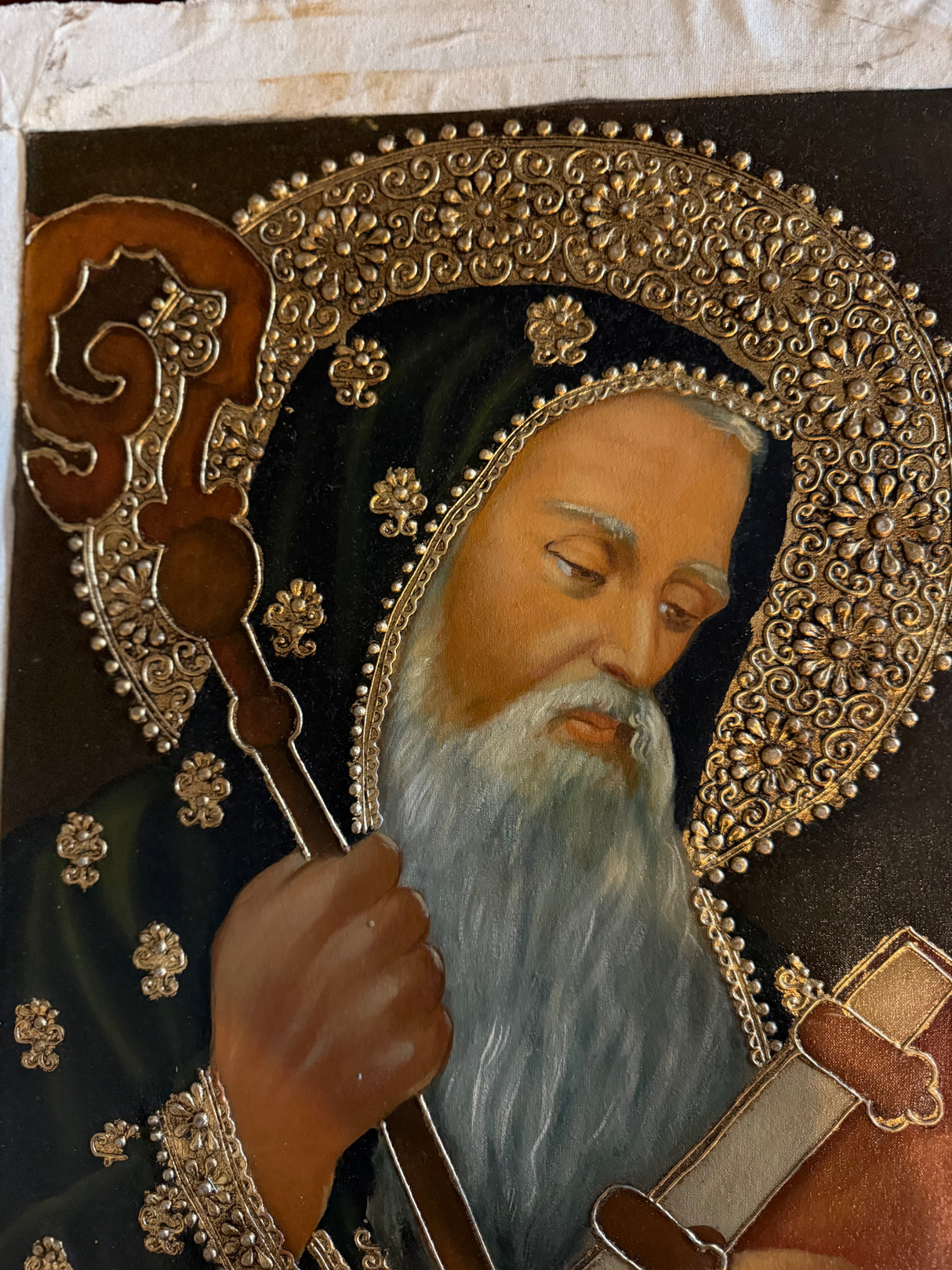 Peruvian sacred art portrait of Saint Benedict of Nursia
