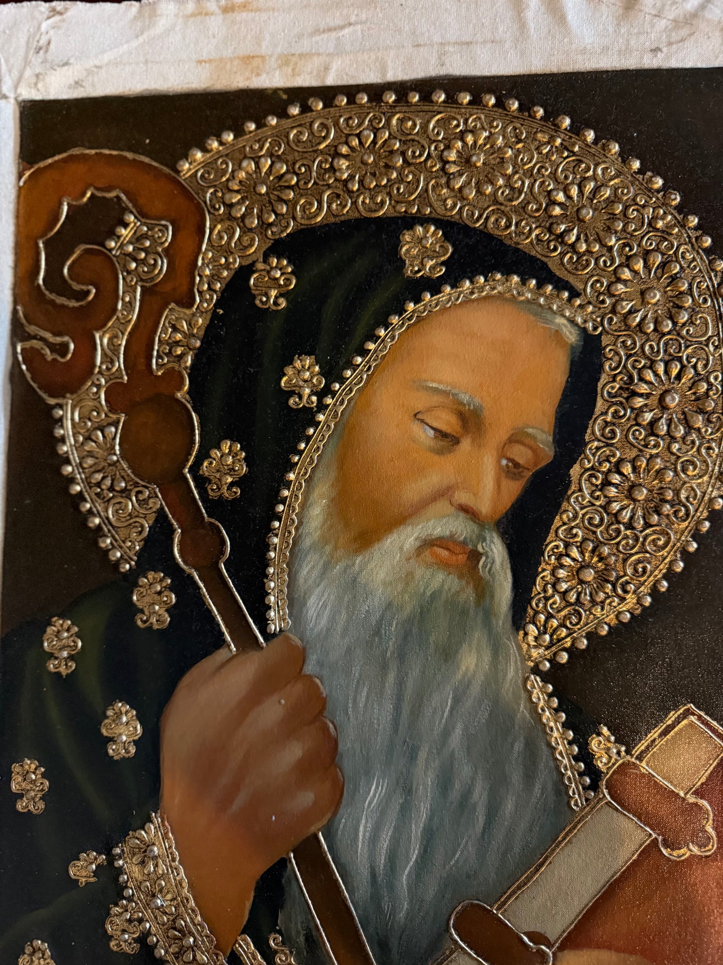 Peruvian sacred art portrait of Saint Benedict of Nursia