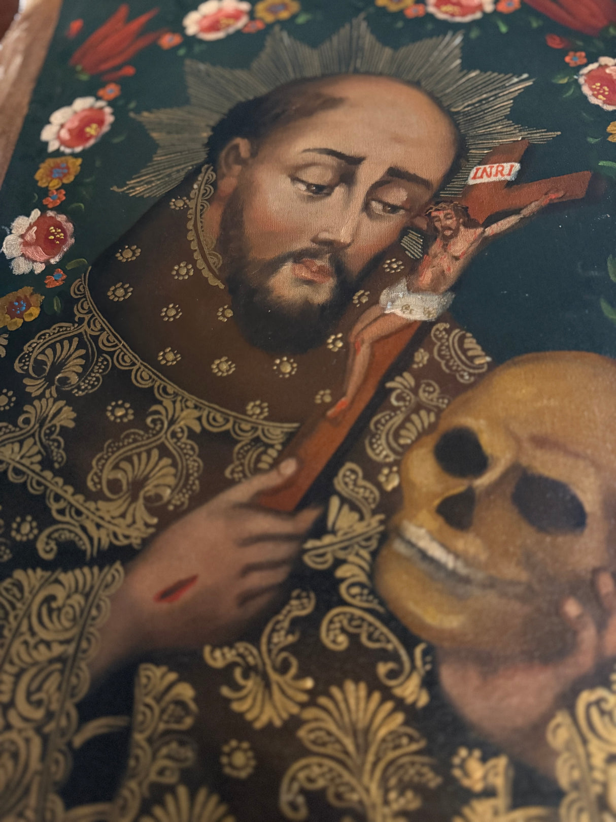 Peruvian sacred art of Saint Francis with stigmata