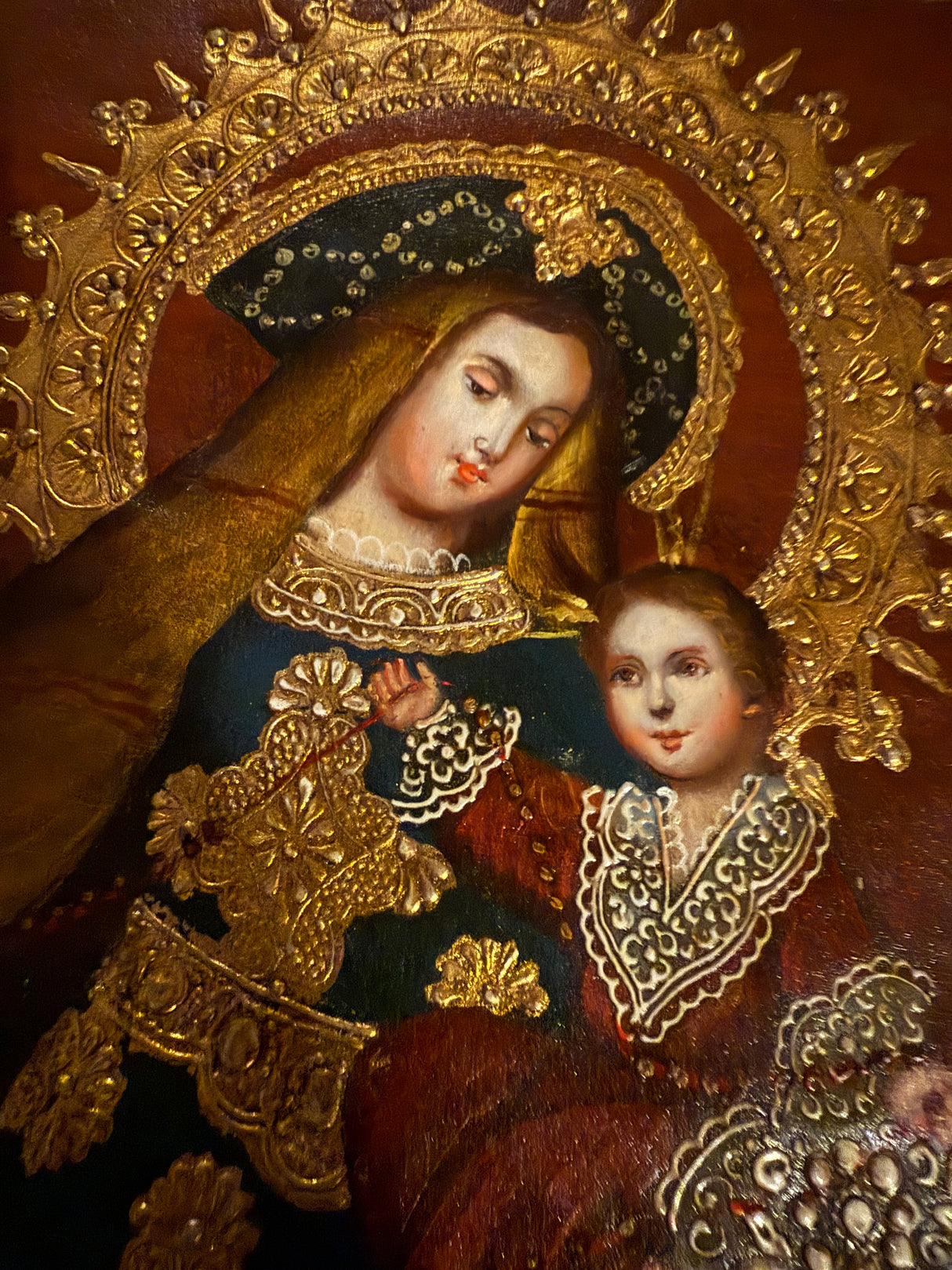 16×24 oil painting of Our Lady of the Rosary with the Christ Child