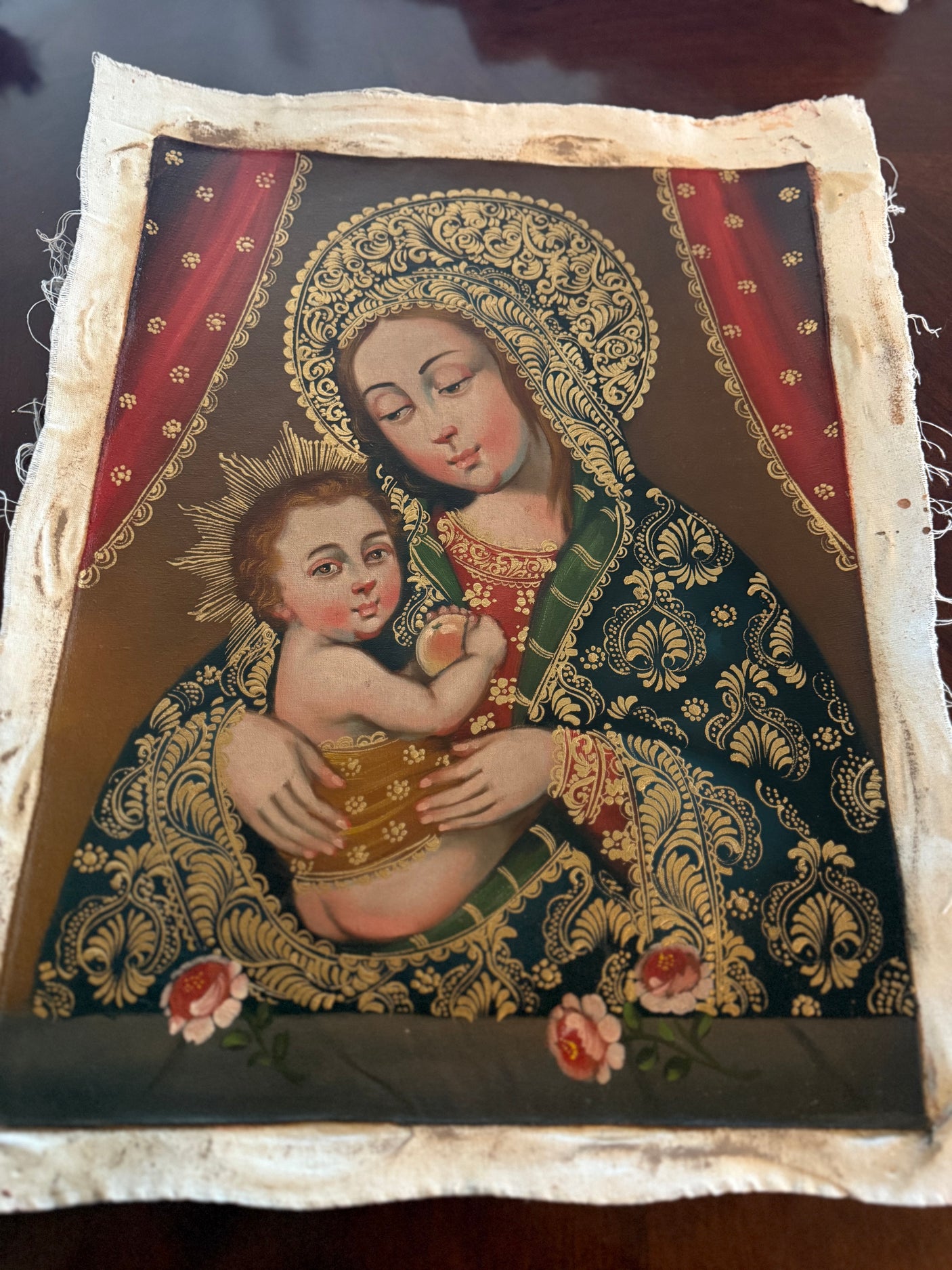 Virgin Mary with Child Peruvian sacred art
