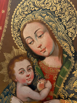 Hand-painted Catholic Madonna and Child canvas