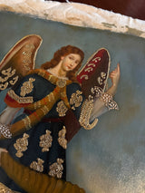 Hand-painted Andean Baroque style angel artwork