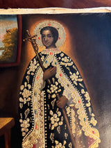 Hand-painted Saint Martin de Porres artwork 12x16 Cusco 