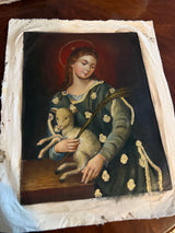 Saint Agnes Cusco School painting 12x16 full view