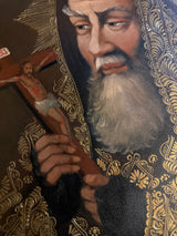 Hand-painted oil portrait of Saint Padre Pio with crucifix