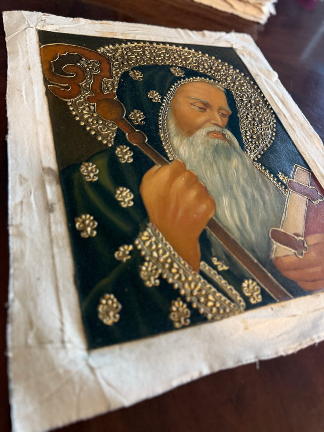 Saint Benedict hand-painted Cusco School oil painting 12×16