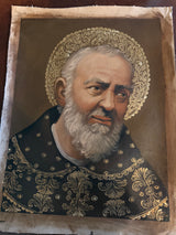 12x16 Padre Pio oil painting with gold detailing