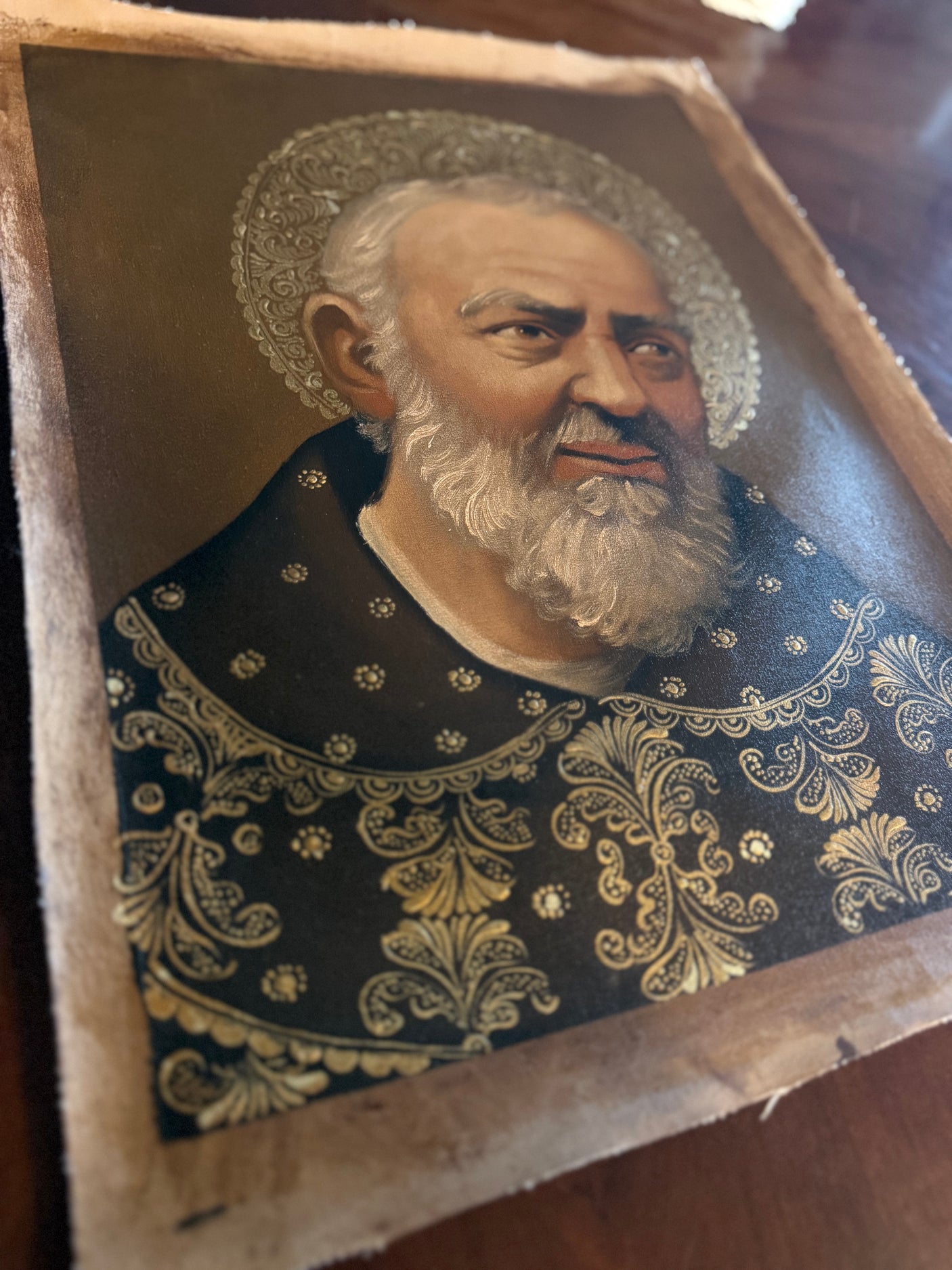 Hand-painted Saint Padre Pio Cusco School painting