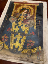 Hand-painted Our Lady of the Rosary Cusco School painting
