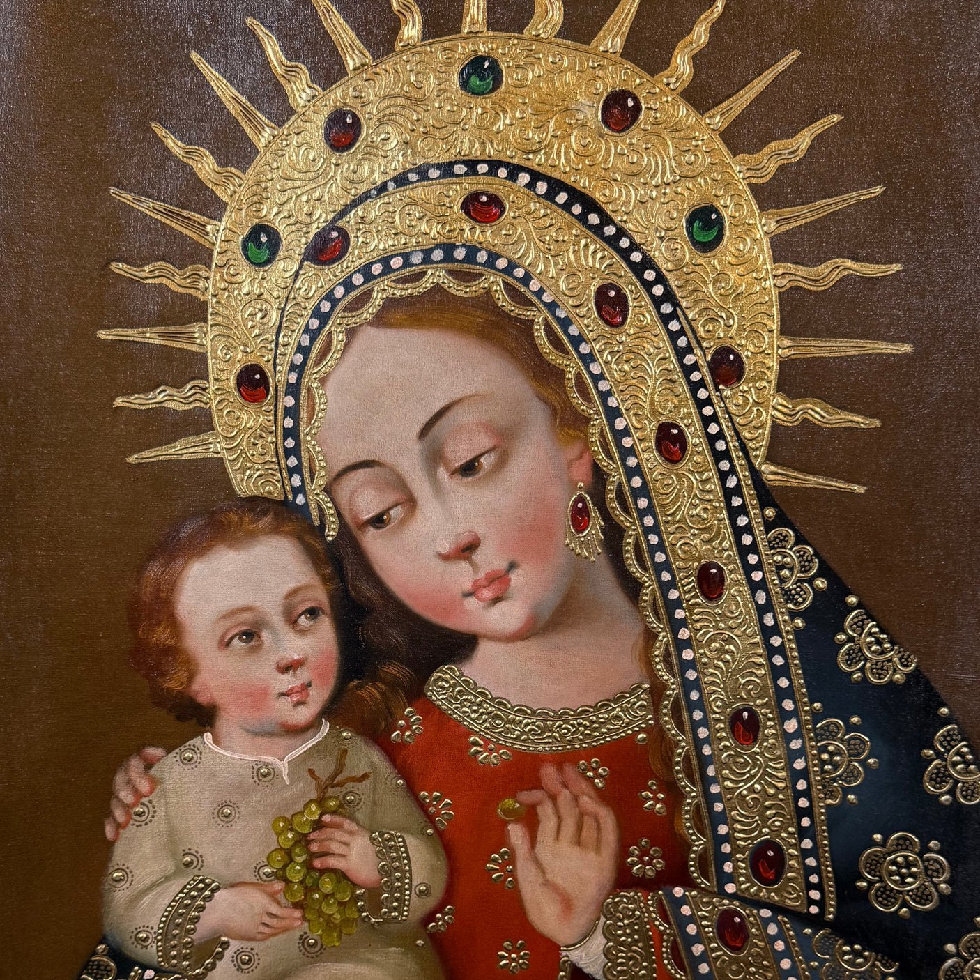 Our Lady with Jesus and Grapes